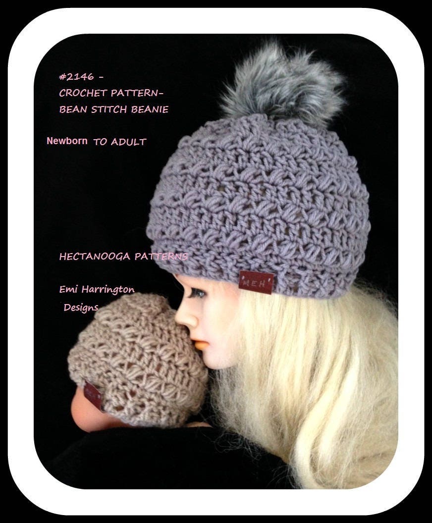 Hat Pattern Bean Stitch Beanie Child 