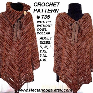 Easy Poncho Cape, Crochet PATTERNs, shawl, shrug, 735 Make it any length, All women's sizes: s, m, l, xl, 2x., 3xl, 4xl image 2