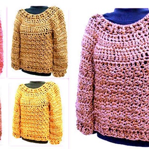 Easy CROCHET PATTERN, Pullover Sweater, Chunky Over-Sized Sweater, Women's Clothing, for women teens,  #866-3XL-4XL, Quick and Easy