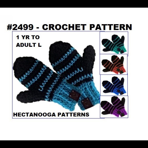 CROCHET MITTENS PATTERN, Crochet Patterns for child, toddler, teen, adult, men, women, boy, girl, Black Stripe Mitten, Winter clothing #2499