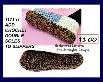 CROCHET PATTERN, crochet video tutorial, How to add double soles to slippers, knitting supplies, crochet supplies, #1171yt