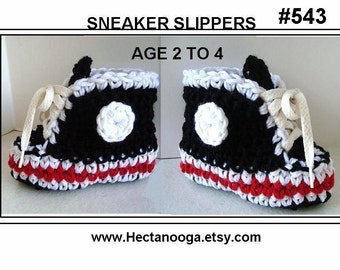 Easy crochet pattern, Booties Sneakers Boys or Girls slippers, age 1 to 6, childrens clothing, INSTANT download crochet pattern #543