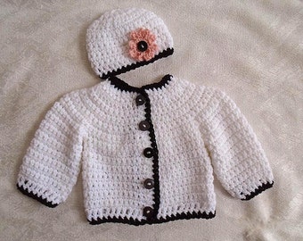 CROCHET SWEATER PATTERN, Crochet for kids, Cardigan & Hat set, Newborn to 4 yrs, Unisex, Boys Girls, Children's Clothing, child #801