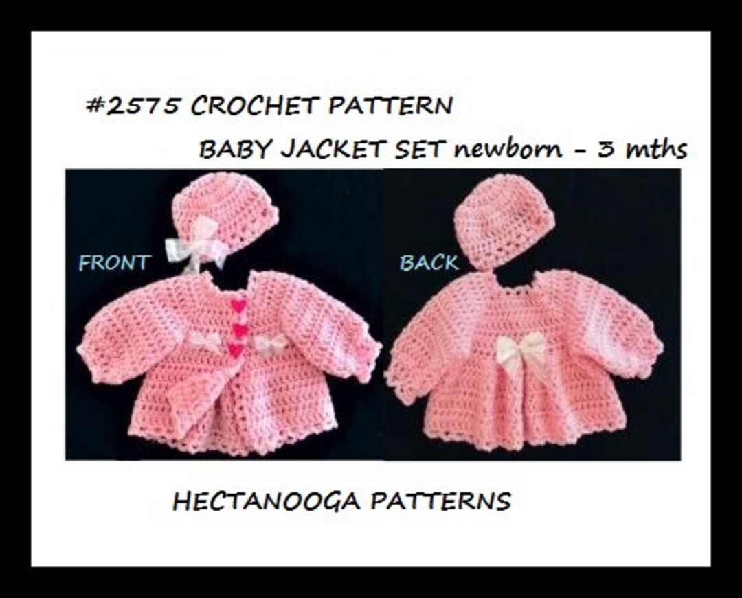 Crochet Pattern, Baby Jacket and Hat Set, Baby Sweater Set, Newborn to