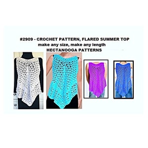 FLARED SLEEVELESS TOP Crochet Pattern, Make any size from xs to 5xl. Super easy pattern, video demo,  #2909