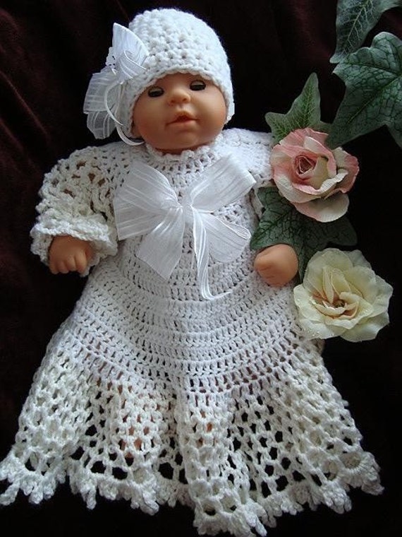 Christening Outfit Dress Hat CROCHET PATTERN Baby Christening Outfit Baby Clothing 3 Sizes Newborn to 12 Months Num. 227 Etsy