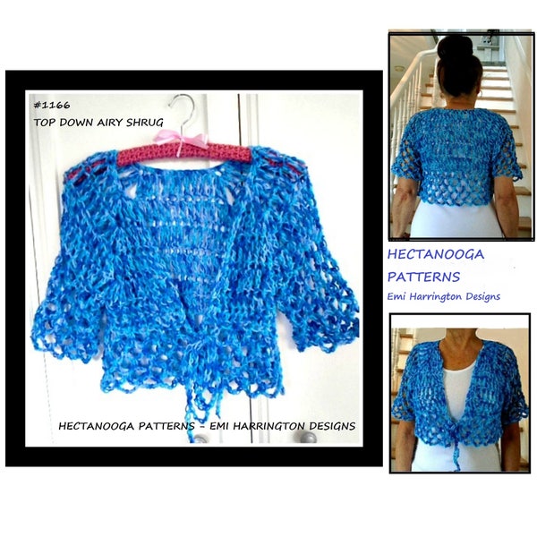 CROCHET PATTERN, SHRUG Pattern, Top down airy summer shrug, child, teen, women's clothing, plus size, easy, #1166, cardigan sweater