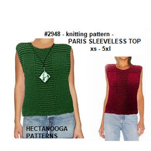 KNIT SWEATER PATTERN, Sleeveless Top or Vest, Unisex style, xs to 5xl plus size, easy beginner pattern, worked flat, 2948, teens and women image 4