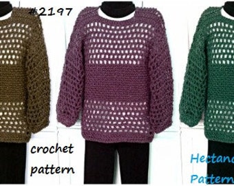 CROCHET SWEATER PATTERN, Summer Pullover, Unisex style, teens, men, women, #2197, Instant Digital download, crochet patterns