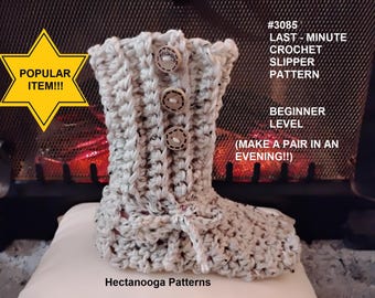 LAST MINUTE crochet slippers, 3 styles, #3085, with video, Make Any Size, #3085, BEGINNER level