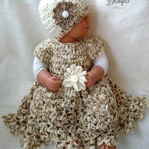 Modelo de crochê para vestido de bebê, vestido infantil, chapéu, flor, bebê, criança pequena, criança, recém-nascida até 4 anos - Ariana # 753, vestido de batizado