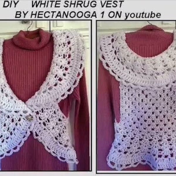 Easy Crochet PATTERN 818, GRANNY SQUARE Shrug Vest,  Age 5 to Adult 4XL, child, adult, pdf digital download