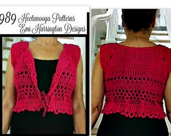 Women's Shrug Vest, PDF Crochet Pattern, Jacket, Cardigan, Sweater, #989. make sizes small, medium, large, Xlarge, relaxed fit