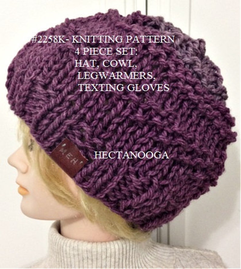 KNITTING PATTERNS Caron Tea Cakes Hat set 4 piece set Hat Etsy