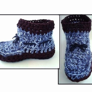 Crochet PATTERN, Unisex Short Boot Style Slippers, men, women, Adult S size 5 to XLarge size 13, num. 604 image 1
