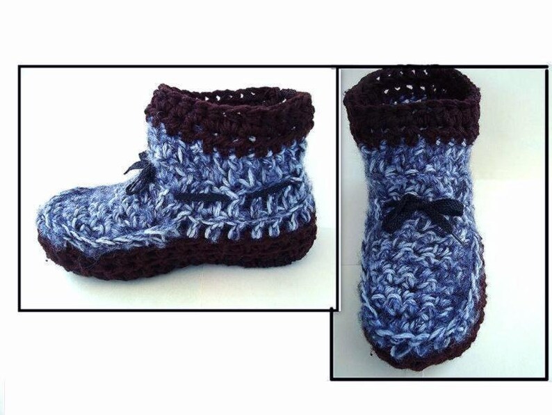 Crochet PATTERN, Unisex Short Boot Style Slippers, men, women, Adult S size 5 to XLarge size 13, num. 604 image 1