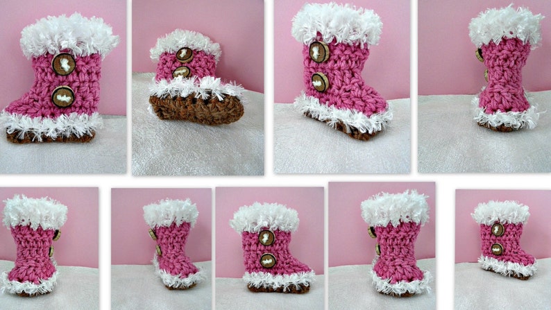 Fluff Cuff baby booties crochet pattern, num. 921, newborn to 12 months, sell your finished booties, instant digital downloads image 5