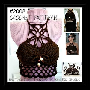 Könnte beinhalten: Häkelmuster #2008 für ein braunes Halstuch mit Blumenmuster und Perlenakzenten. Das Muster ist bei Hectanooga Patterns und Emi Harrington Designs erhältlich.