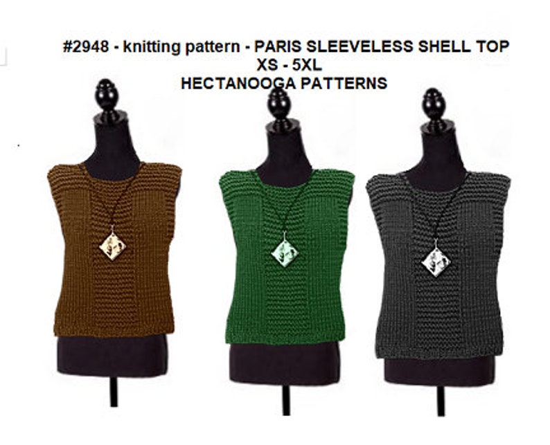 KNIT SWEATER PATTERN, Sleeveless Top or Vest, Unisex style, xs to 5xl plus size, easy beginner pattern, worked flat, 2948, teens and women image 8