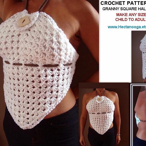 SUMMER HALTER TOP, Easy Crochet Pattern, Make it any size, digital download,  beginner friendly, pdf 698, craft supplies