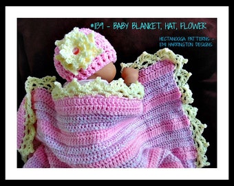 Easy CROCHET BABY PATTERN, Blanket, Hat,Flower, beginner level, Crochet Blanket afghan, Crochet Hat, Crochet Flower, #1139, Crochet for baby