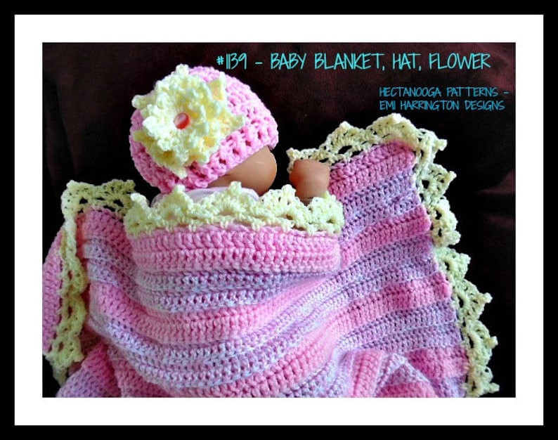 Vintage Crochet PATTERN to make BABY Bonnet Jacket Blanket Set CrochetFlower