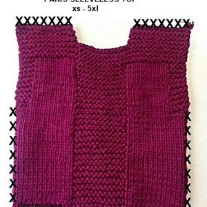 KNIT SWEATER PATTERN, Sleeveless Top or Vest, Unisex style, xs to 5xl plus size, easy beginner pattern, worked flat, 2948, teens and women image 7