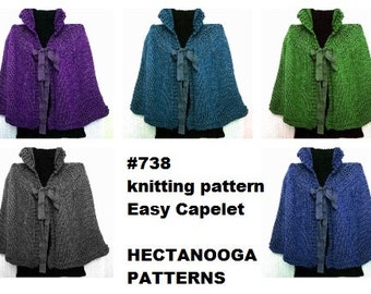Easy KNITTING PATTERN, cape, poncho, shawl, Wrap, Beginner level capelet  - make any length # 738
