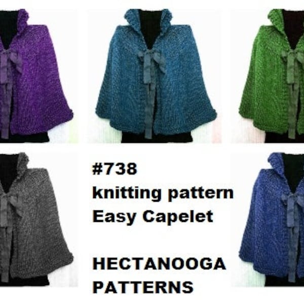 Easy KNITTING PATTERN, cape, poncho, shawl, Wrap, Beginner level capelet  - make any length # 738