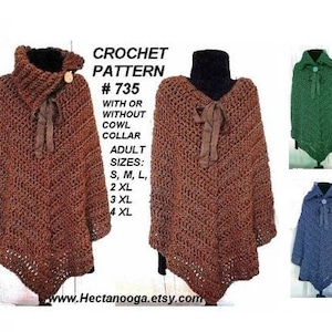 Easy Poncho Cape, Crochet PATTERNs, shawl, shrug, 735 Make it any length, All women's sizes: s, m, l, xl, 2x., 3xl, 4xl image 1