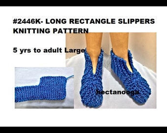 KNIT SLIPPERS PATTERN, children,men, women, teens, quick easy slippers to knit from a rectangle, #2446K