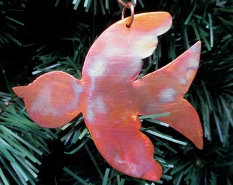 Copper Peace Bird Christmas Ornament, Colorful Holiday Decoration