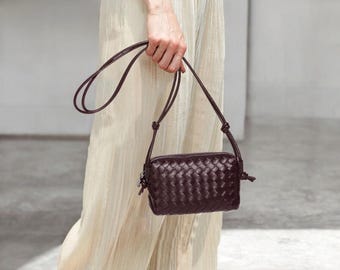 Mini Loop Camera Crossbody Bag | Old Money Style | Luxury Woven Designer Dumpling Bag | Tote Bag | Handcrafted Vegan Leather Shoulder Bag