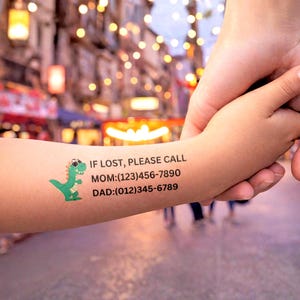 Custom Safety Tattoo: If Lost Please Call, Child ID for Autism, Travel & Medical Alert