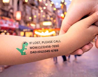 Tatuaggio di sicurezza personalizzato: in caso di smarrimento chiamare, ID bambino per autismo, viaggio e allerta medica