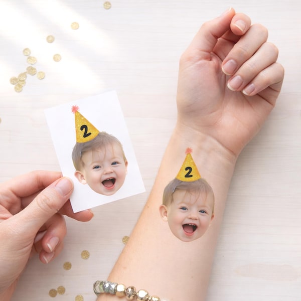 Custom Kids Face Temporary Tattoo, Personalized Birthday Party Favor