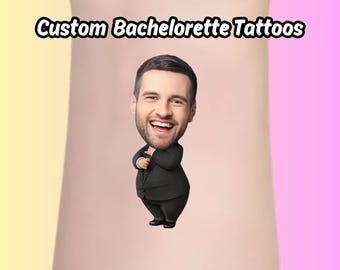 Bachelorette Tattoos, Custom Tattoos,Groom Face Tattoo,Party Tattoos,Custom Temporary Tattoo,Bachelorette Party Favor,Wedding Favor,Her Gift