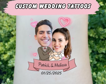 custom wedding tattoo, Wedding tattoo favor, custom temporary tattoo,modern wedding favor,custom face tattoo,best bridal favor, face tattoos