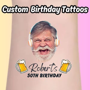 50th Birthday tattoo, Custom Temporary Tattoos, Birthday 50th gift, Tattoo Gift, Milestone Birthday, mom 50th birthday, Dad 60th Birthday