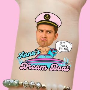 Tatuaggi personalizzati per addio al nubilato a forma di barca da sogno / Bomboniere per addio al nubilato a tema nautico / Tatuaggi temporanei con cappello da marinaio e ancora / Festa in barca per damigelle d'onore