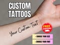 Custom text temporary tattoo - Personalized text Temporary Tattoo - Name Temp Tattoo - Personalized Name - Word Tattoo - Custom Word Sticker product logo