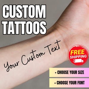 Tatuaje temporal de texto personalizado - Tatuaje temporal de texto personalizado - Tatuaje temporal de nombre - Nombre personalizado - Tatuaje de palabra - Pegatina de palabra personalizada