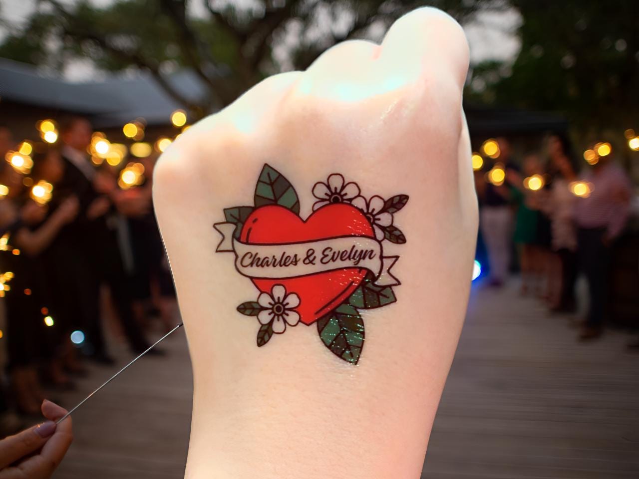 Custom Wedding Heart Tattoos with Couple's Names, Personalized Temporary Tattoos for Weddings, Anniversaries | Memorable Wedding Favors