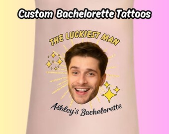 Bachelorette Party Tattoos | Custom Temporary Tattoos | Groom Face Tattoo | Hens Party | Personalized Party Favor | Bach Party | Hens Games