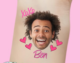 Custom Face Temporary Groom Tattoo - Bachelorette Party Tini Bit - Margs Matrimony - Cowboy Camp - Final Fiesta Bridesmaid Tattoo