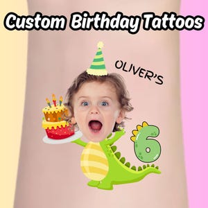 Custom Children Birthday Face Tattoo,Custom dinosaur birthday Tattoos,girl dinosaur birthday,Dinosaur Birthday decor,dinosaur birthday party