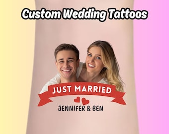 Wedding temporary tattoo, wedding tattoo station, temporary tattoo personalized, wedding favor, custom wedding tattoo, Tattoo wedding gown