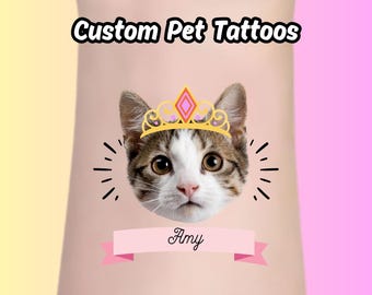 Custom Pet Tattoo, Cat Face Tattoo, Dog Temporary Tattoo, Custom Tattoos Dog, Wedding Pet Custom, Pet Face Tattoo, Birthday gift kitten, Pet