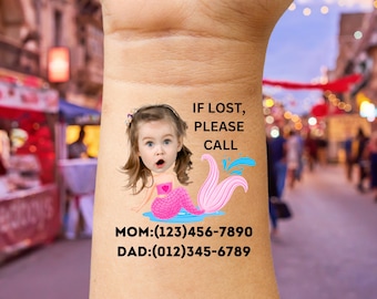 Temp Tattoo - The Child Safety Tattoos - Safety ID Tattoos - Temporary Tattoos - Emergency Contact Tattoos - Travel Safe - If Lost Call
