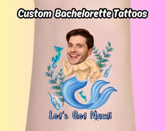 Bachelorette Tattoos, Custom Temporary Tattoo, groom face tattoo, Face Tattoo of Bride, custom name tattoos, Wedding Favor,groom tattoo gift